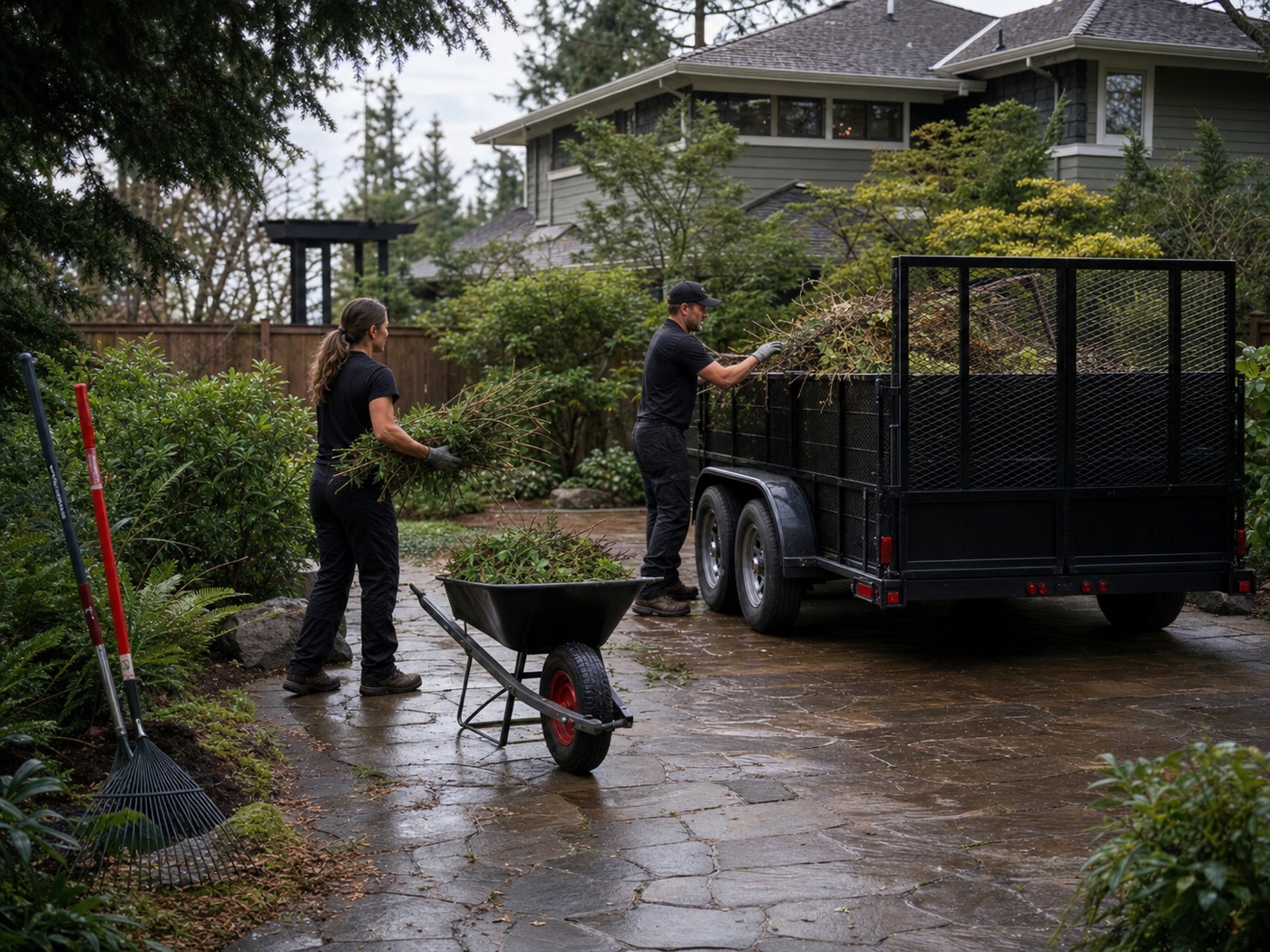 Conceptual illustration of yard cleanup